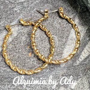 Twisted cable gold steel medium hoops